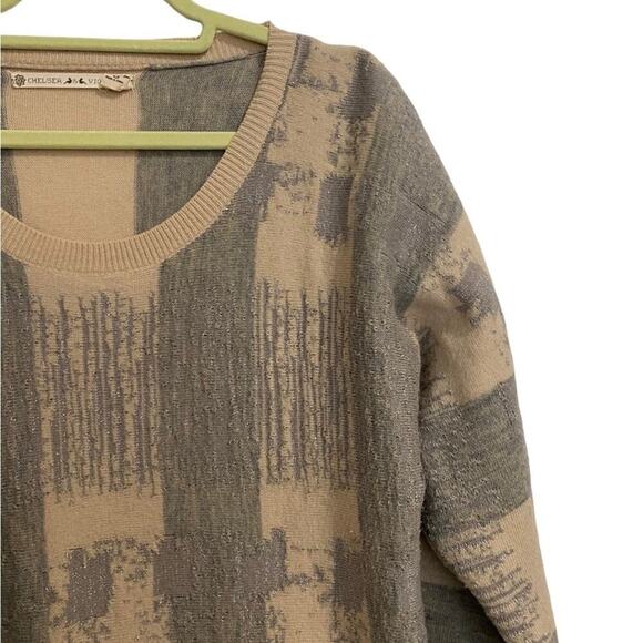 Chelsea & Violet Cream Metallic Long Sleeve Wool Blend Sweater Sz S - Picture 3 of 10